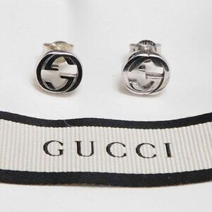 Gucci .925 Sterling Silver GG Pierced Earrings Italy